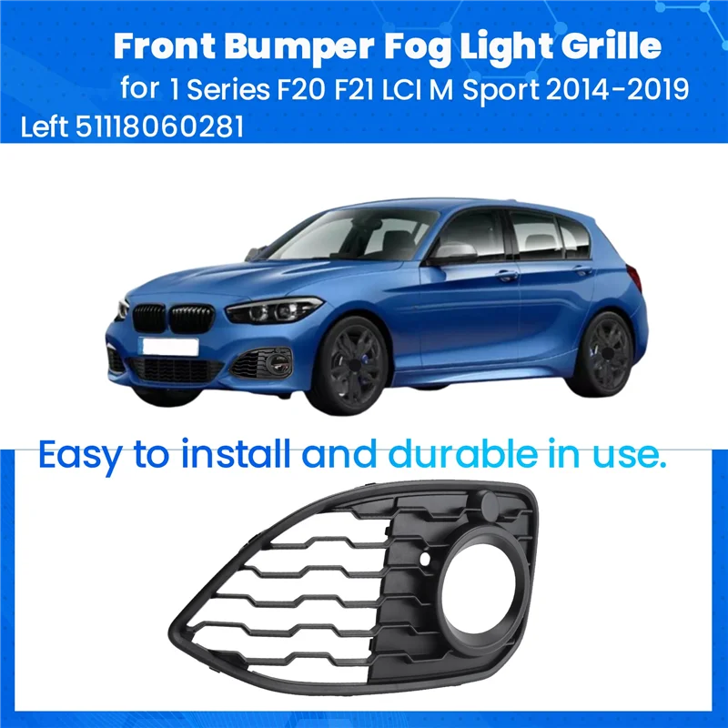 A80X-Front Bumper Fog Light Grille Fog Light Grille Cover For BMW 1 Series F20 F21 LCI M Sport 2014-2019 2