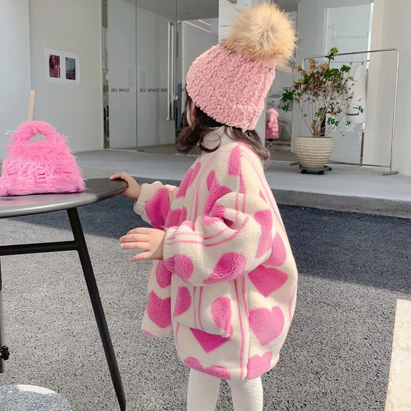 Veste en peluche pour filles, manteau de Noël, vêtements pour enfants, garde au chaud, mode petite princesse, automne et hiver, 2 ans, 3 ans, 4 ans, 5 ans, 6 ans, 7 ans, 8 ans