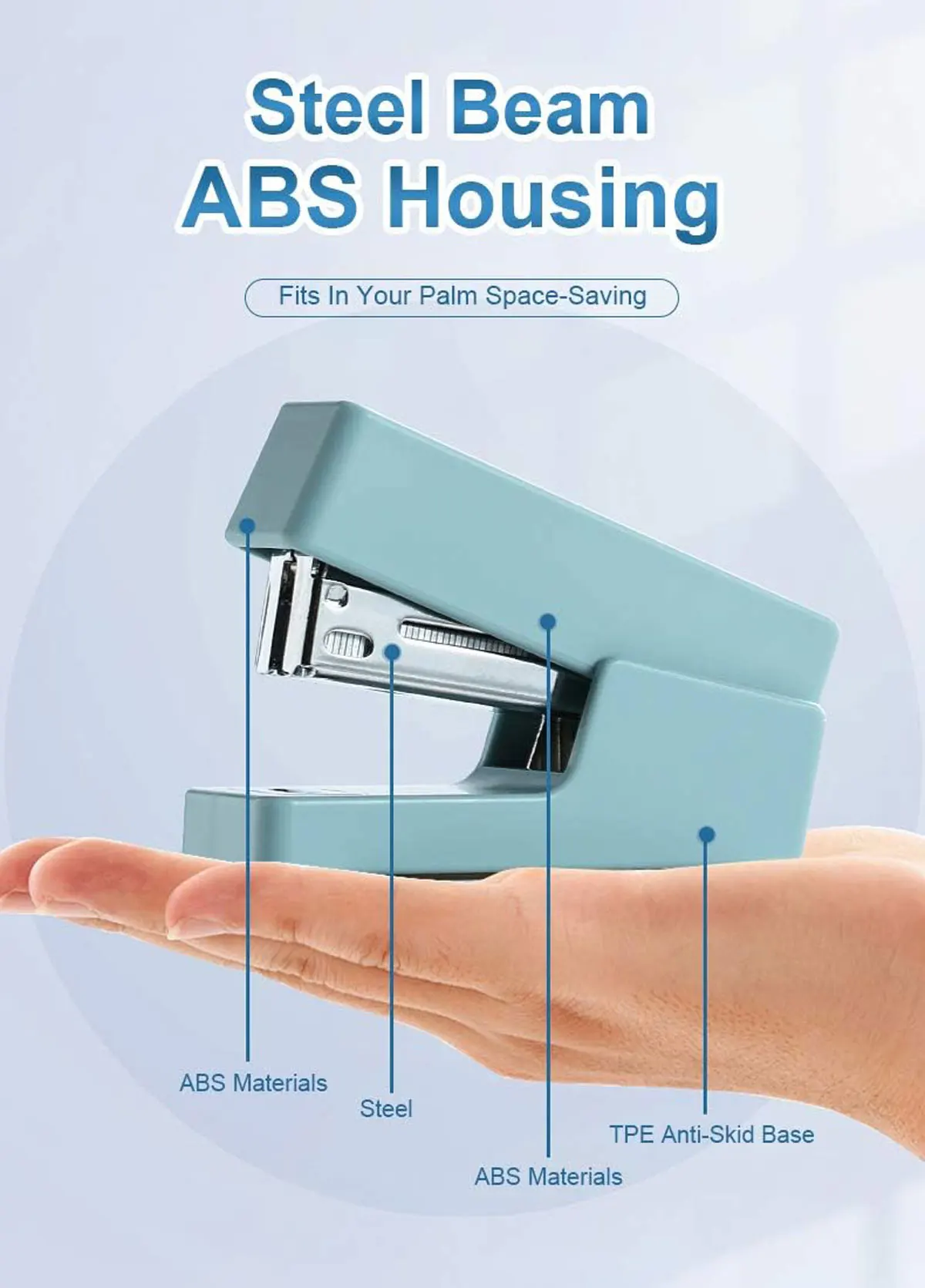 Stapler Mini, Stapler Desktop dengan 400 Staples, Stapler Kantor, Stapler Kantor Desktop Bebas Selai