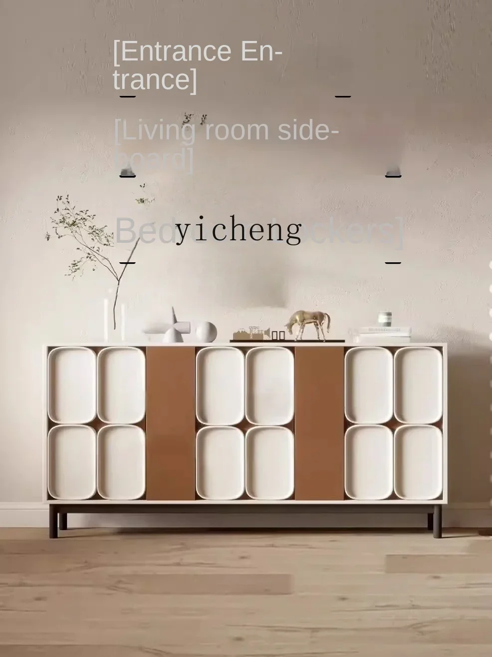 Paint Entrance Cabinet Storage Sideboard Cabinet Solid Wood Storage Household Tea Cabinet