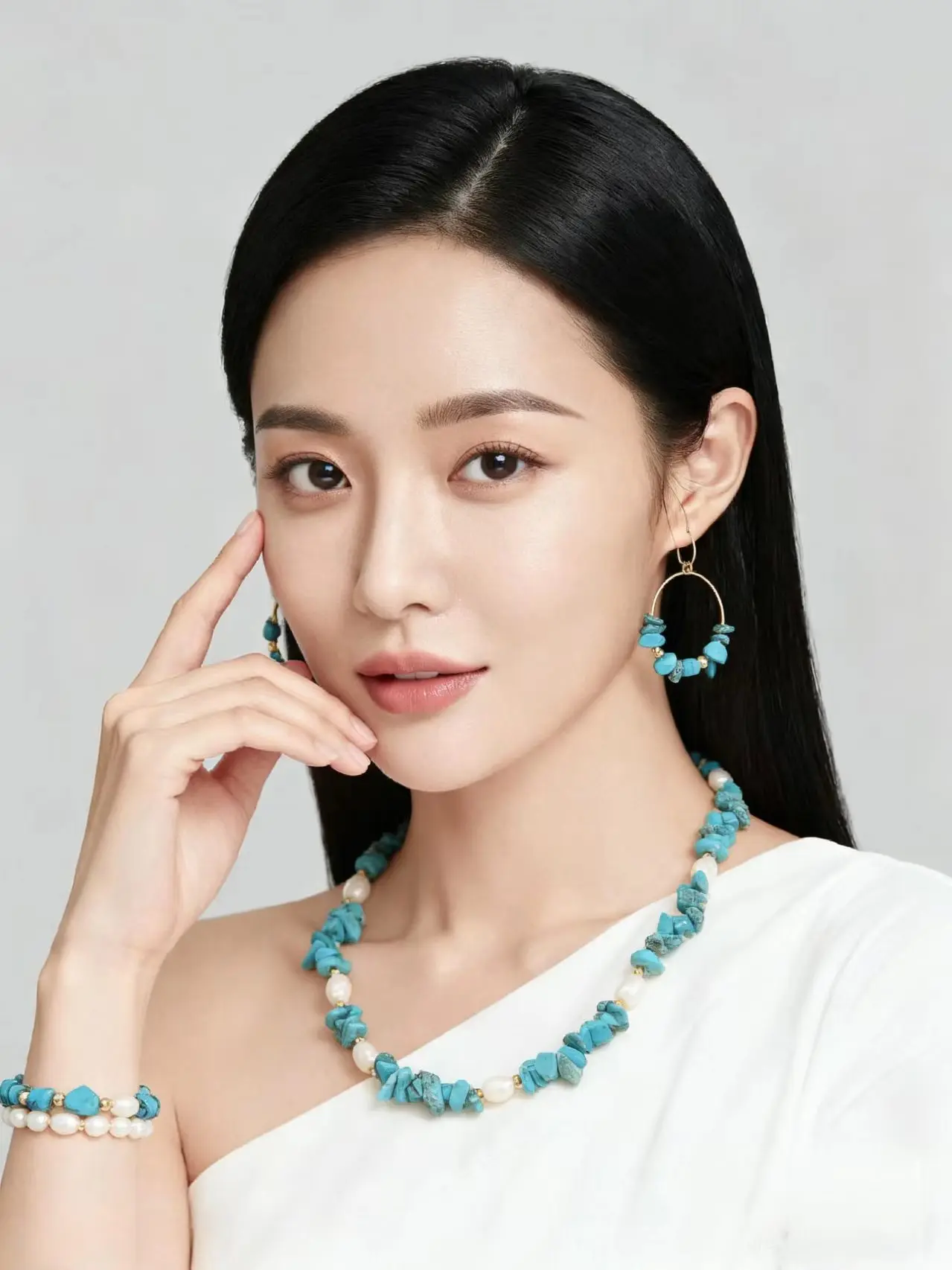 

Handmade Beaded Romantic Vacation Style Jewelry Set with Irregular Geometric Shapes for Women - Necklace Earrings Bracelet