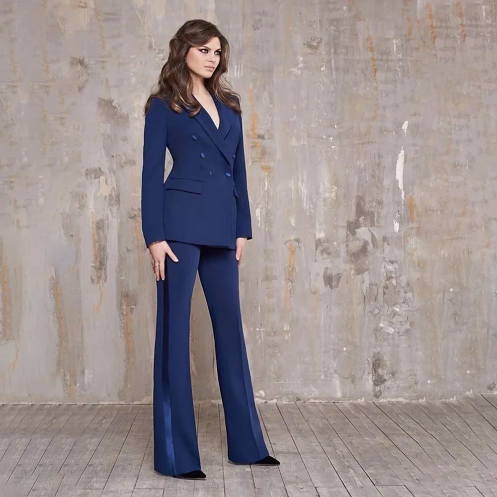 

Dohuble Luxury Female Suit 2 Pieces Jacket Pants Office High-end Chic Outfits Elegant Blazer Sets Conjuntos De Mujer