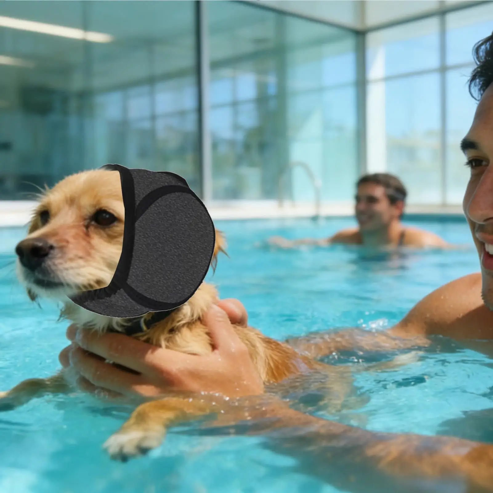 Hunde-Ohrenschutz Wasserdichter Geräuschunterdrückender Kopfbügel zum Schwimmen Baden Pflegen Angstlinderung für Französische Bulldoggen Hunde Haustier-Ohrenschützer