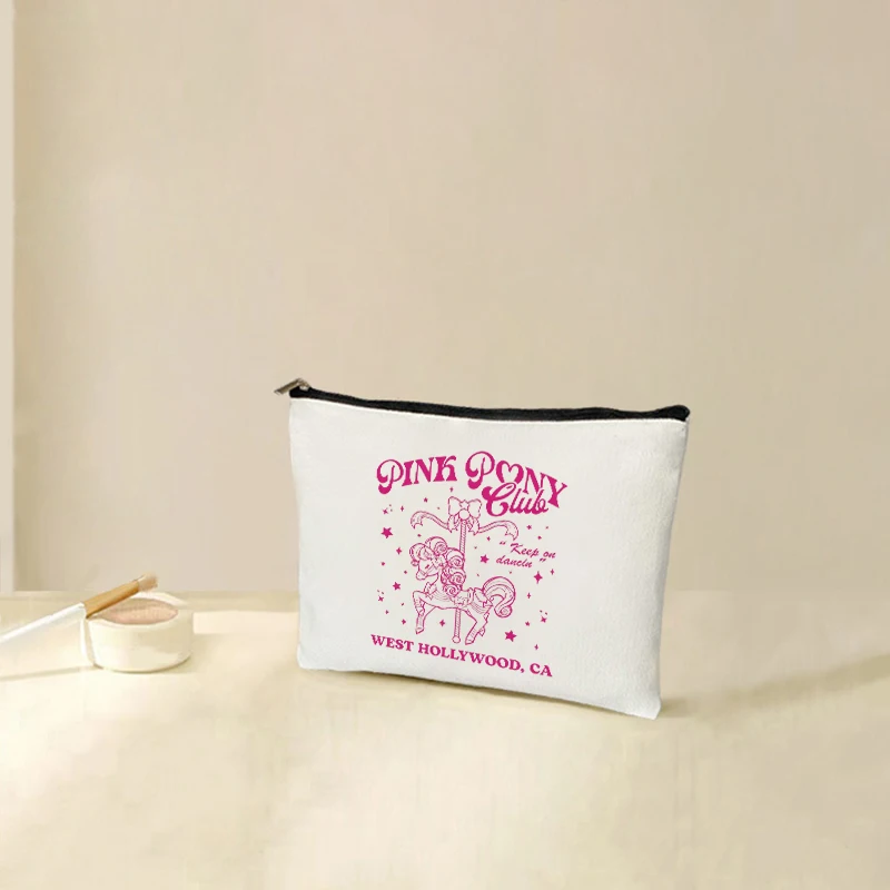 Pink Pony Club Print School Stationery Supplies Storage Bags Wash Pouch Cosmetic Bags Teacher Gift Pencil Case Travel Makeup Bag