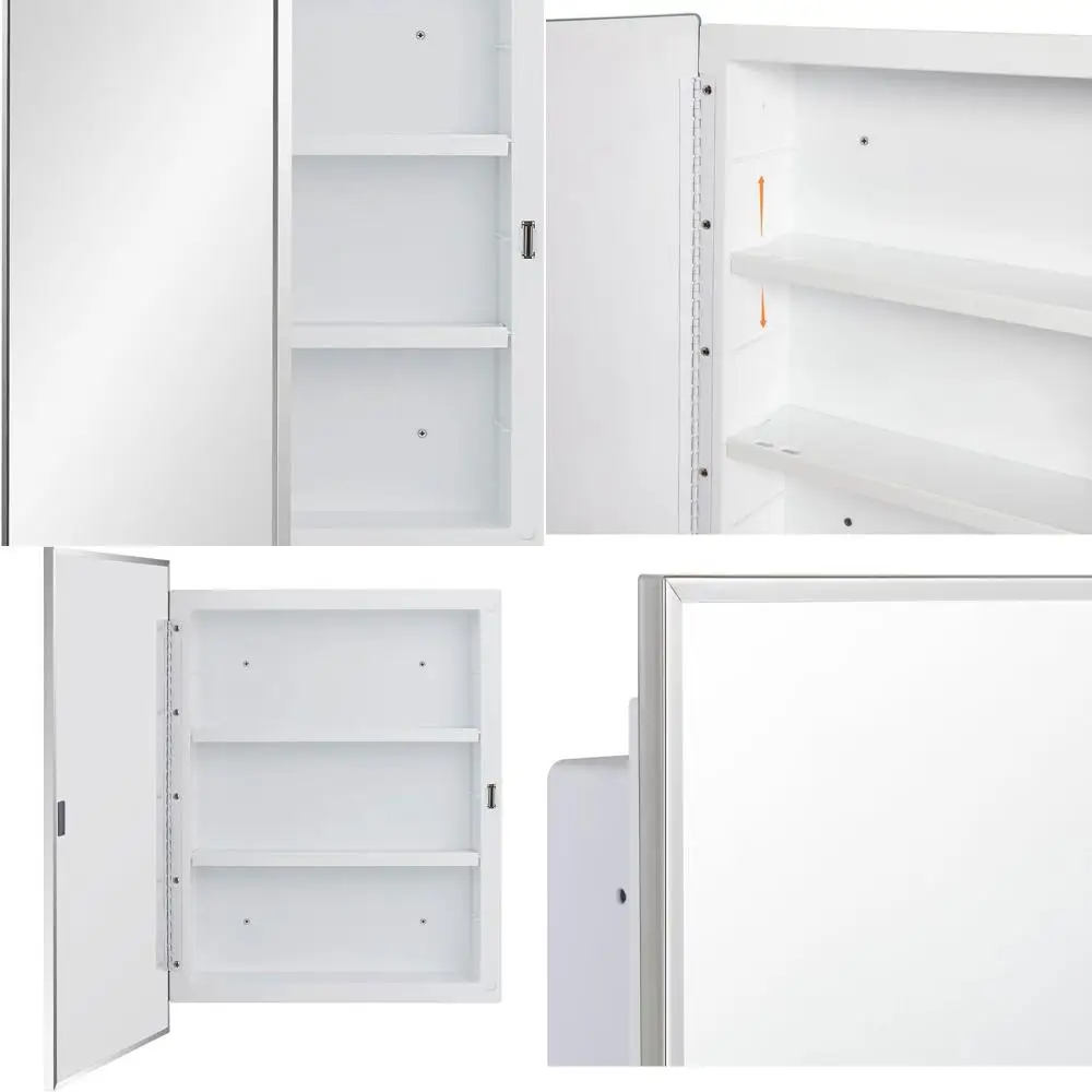 

Framed Mirror Medicine Cabinet, 16x22 inches, Surface or Recessed Mount Bathroom Storage