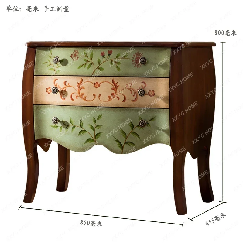 HH Country Foyer Entrance Cabinet Vintage Painted Locker