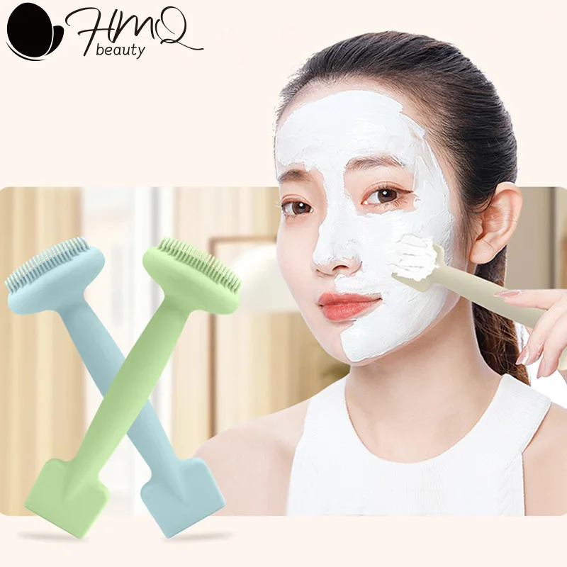 فرشاة قناع سيليكون محمولة برأس مزدوج، أداة تنظيف الوجه، مقشر التنظيف العميق، أداة العناية بالبشرة لتطبيق القناع #1