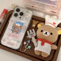 Новинка 2024, милый чехол для телефона Kawaii Rilakkuma Iphone 15/14/13Pro12/11Xr/xs max, пылезащитный чехол для предотвращения падения, подарок с героями мультфильмов для девочек