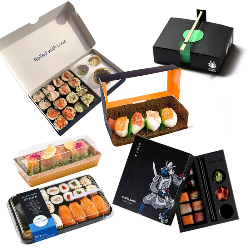 Customized productCardboard food takeout square containers carry out sushi packaging packing roll nori restaurant togo sushi box