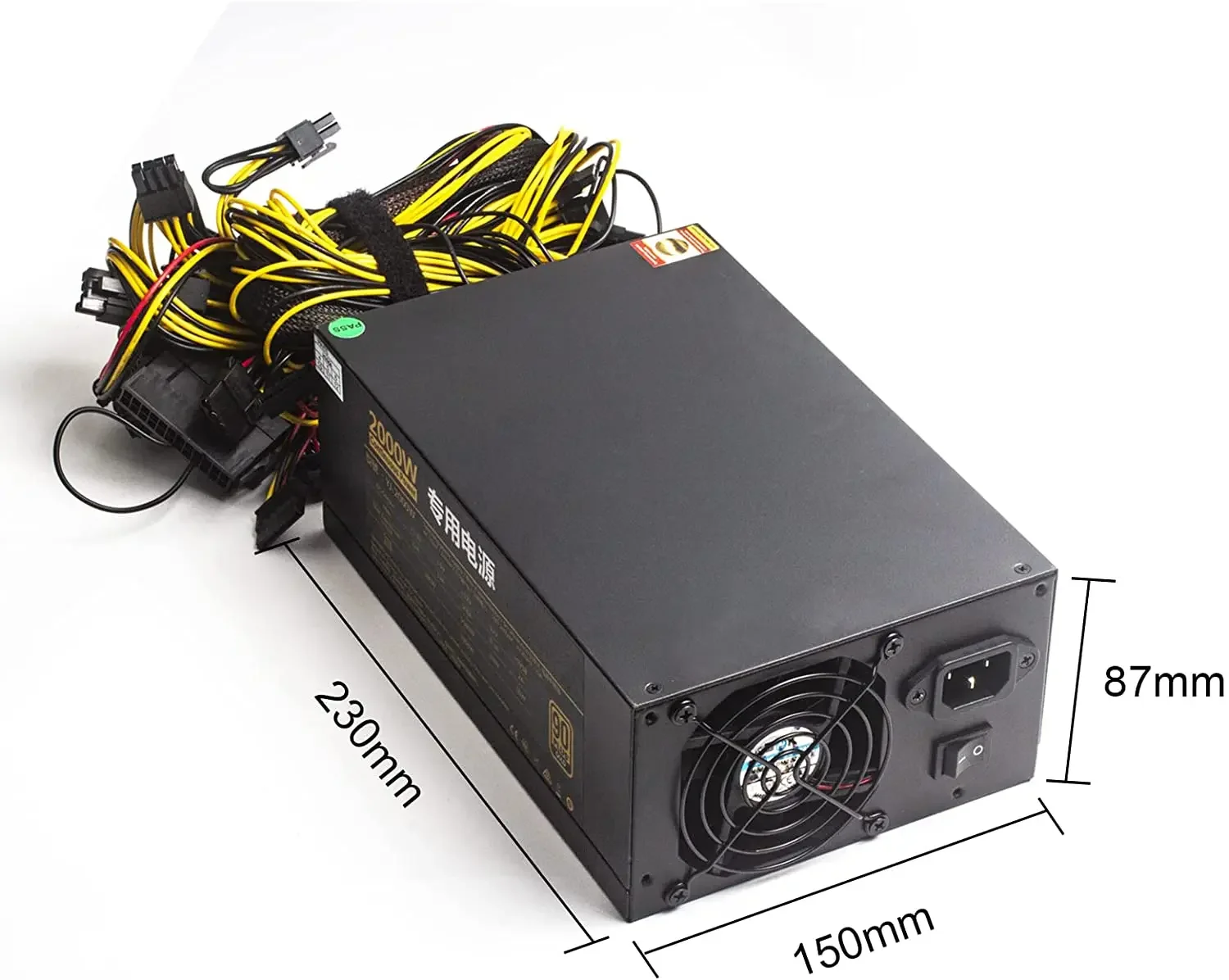 2000W 90 Plus Gold Certified ATX Power Supply 180V-240V PSU with Cool Fan for 8 GPU Server Case PC Power Supplies Genre