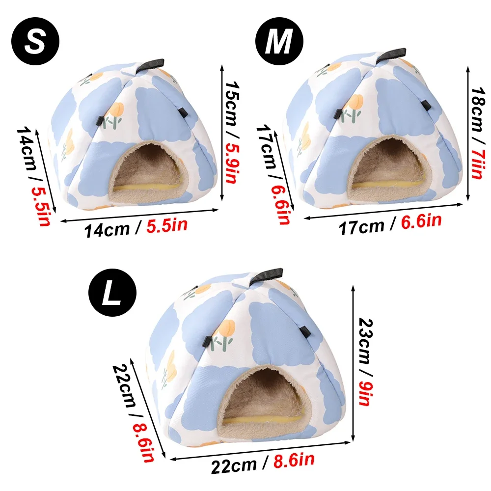 Winter Warm Print Pet Product Small Animal Pet Hamster House Sleeping Bed Cartoon Golden Bear Bird Rabbit Rat Parrot Cotton Nest