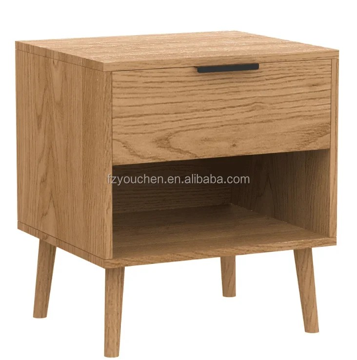 

-2 Drawers Home Bedroom Furniture Wall Mounted Oak Wood Top Safa Bedside Table