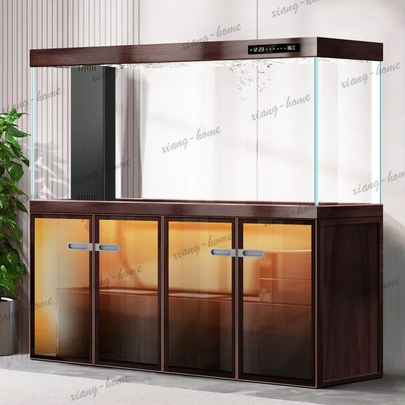 FG  Chinese fish tank living room ultra-white aquarium bottom filter floor medium and large integrated arowana tank
