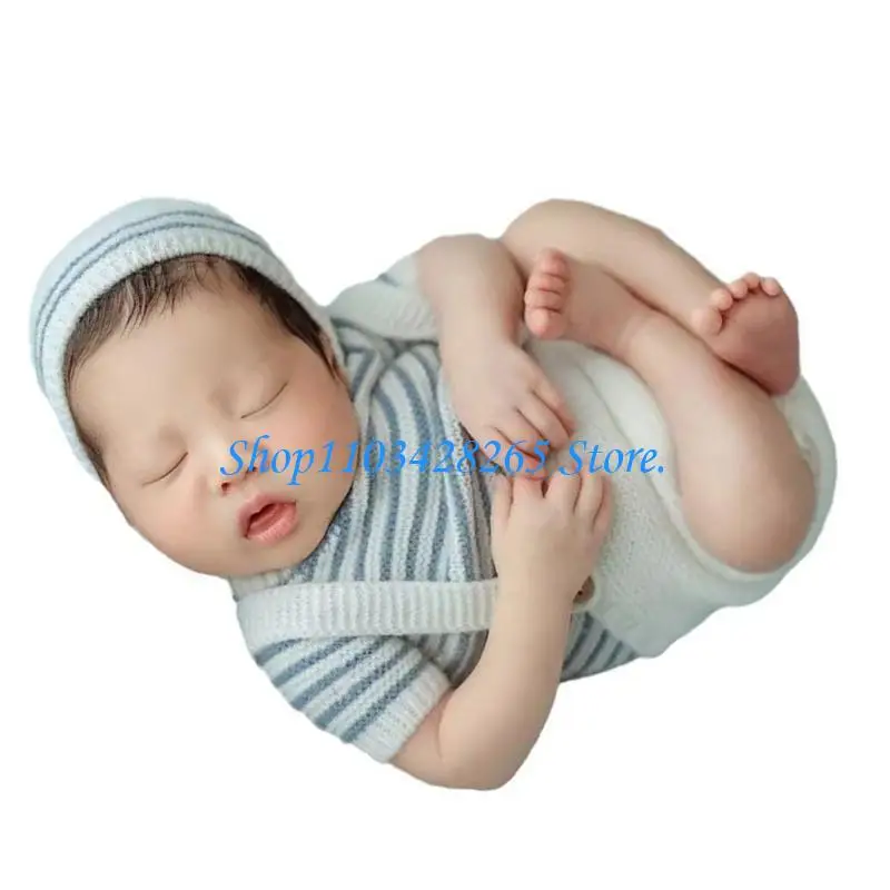 

Новорожденные фото реквизита набор одежды с мягкой тканью включает в себя шляпу и нижние брюки для ремня для снимков, делая G2TE