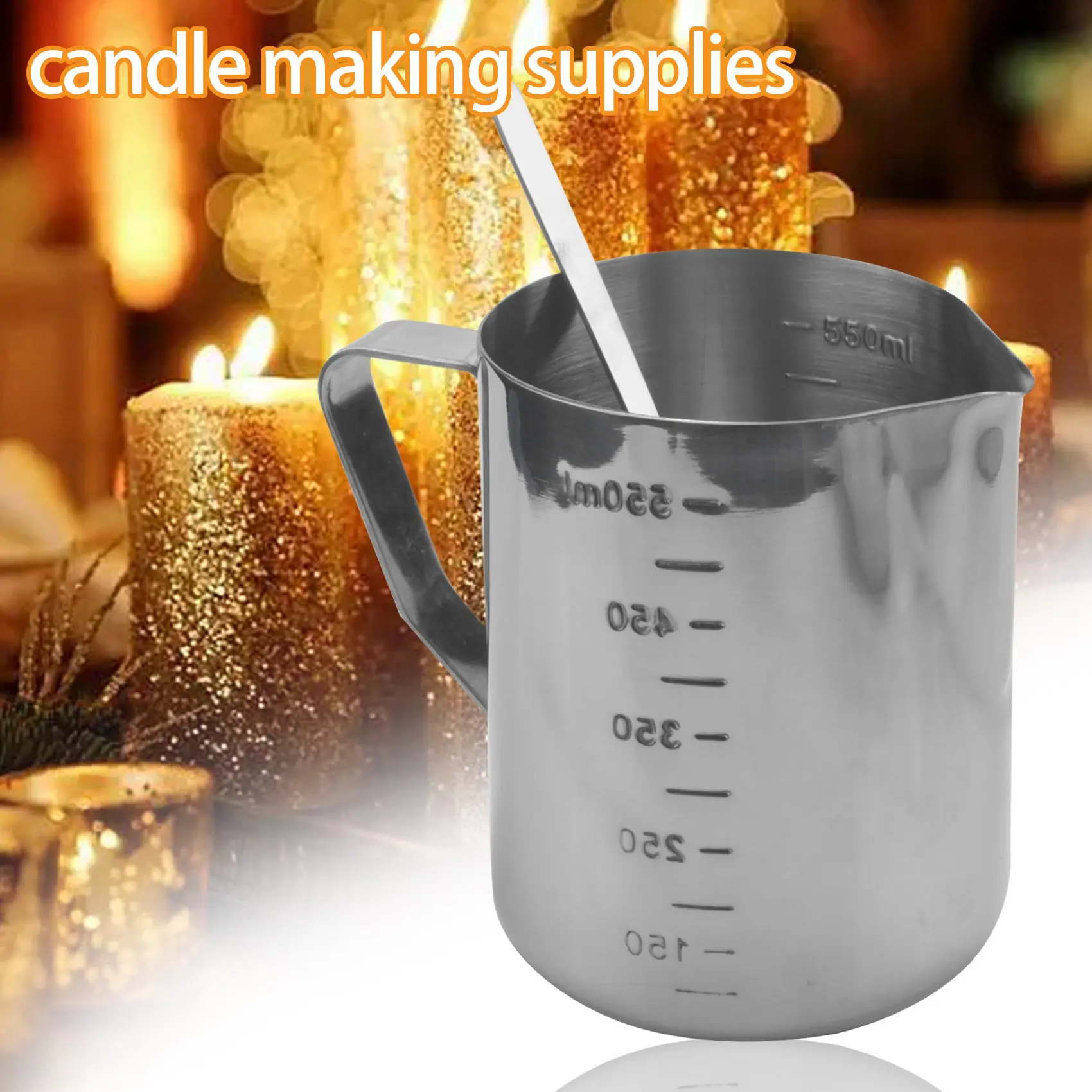 4 Set Stainless Steel Double Boiler Long Handle Wax Melting Pot, Pitcher & Mixing Spoon Candle Soap Making, DIY Scented Candle