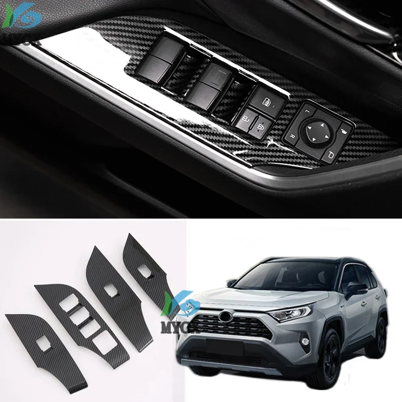 

LHD! For Toyota RAV4 RAV 4 XA50 2019 2020 Carbon Style Car Door Interior Handle Bowls Decoration Cover Trim Car Styling