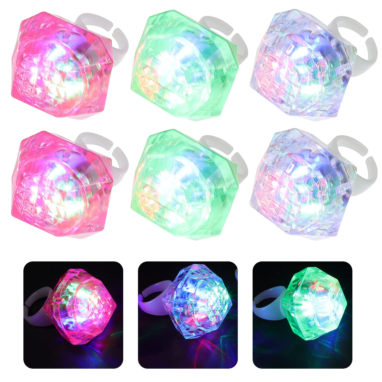 

10pcs Flashing Plastic Ring Plastic Glow Rings Led Glow Rings For Party Festival Concert Adults Light Up Ring Children