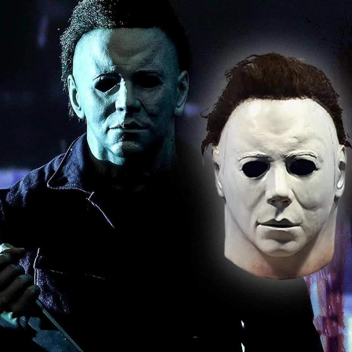 Horror Mask Halloween Party Scary Mask Adult Psycho Killer Cosplay Mask  Realistic Full Face Mask with Fake Hair Mike Latex
