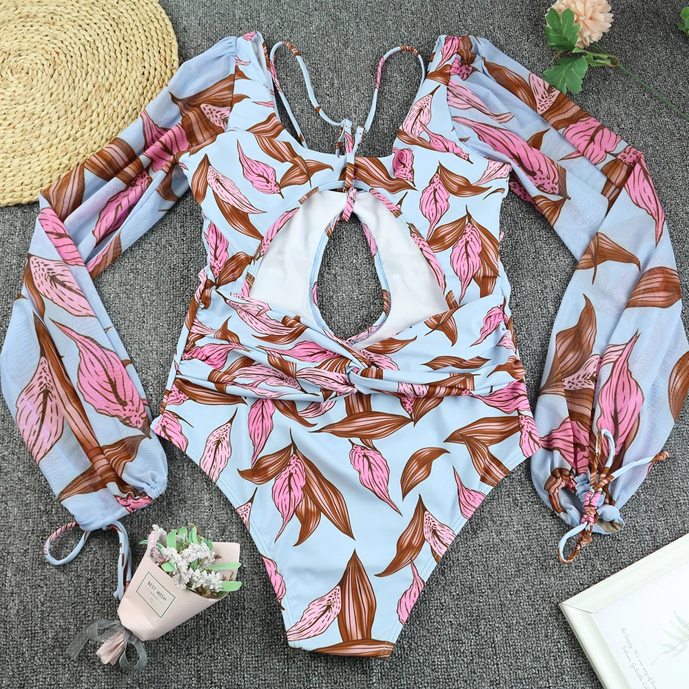 Sexy One Piece Swimsuit 2025 Vintage Floral Print Swimwear Women Swimsuit Bathing Suit Beachwear Monokini Female Swimming Suits