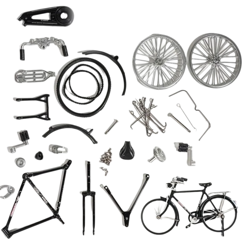 

1:10 Scale Assembly Bicycle Model Toys Retro Alloy Simulation Bike Model Kit Desktop Decor Self Assembled
