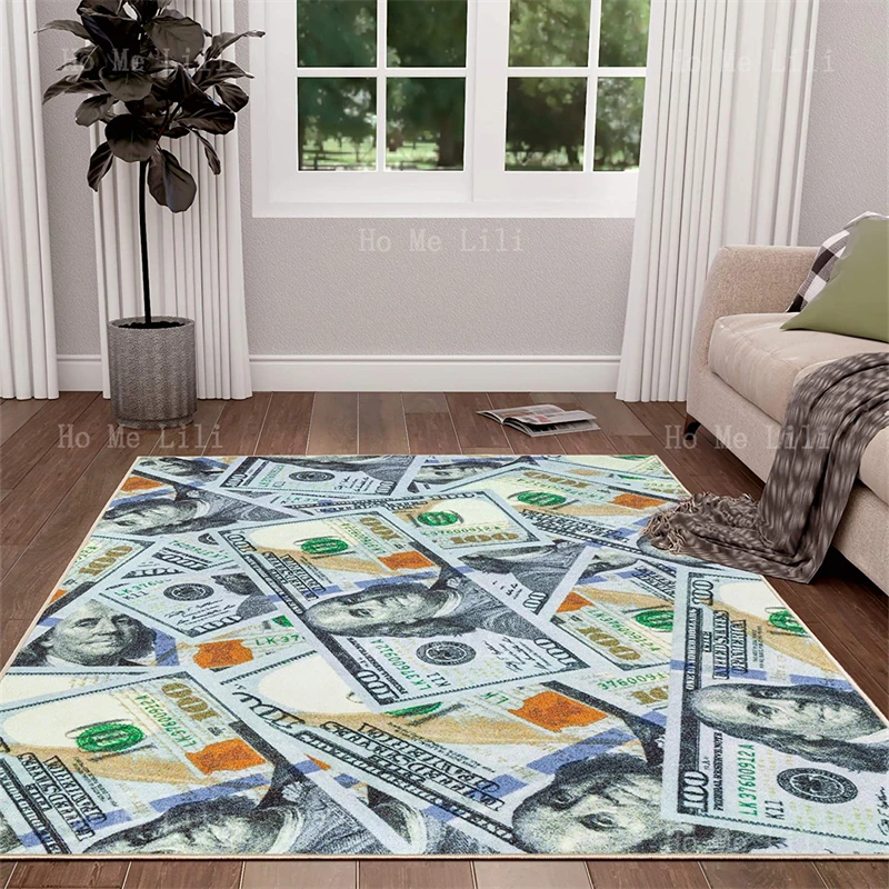 Portrait Of American President Money Dollar Bill Cash Flannel Floor Rug Multicolor Throw Home Decor Carpet