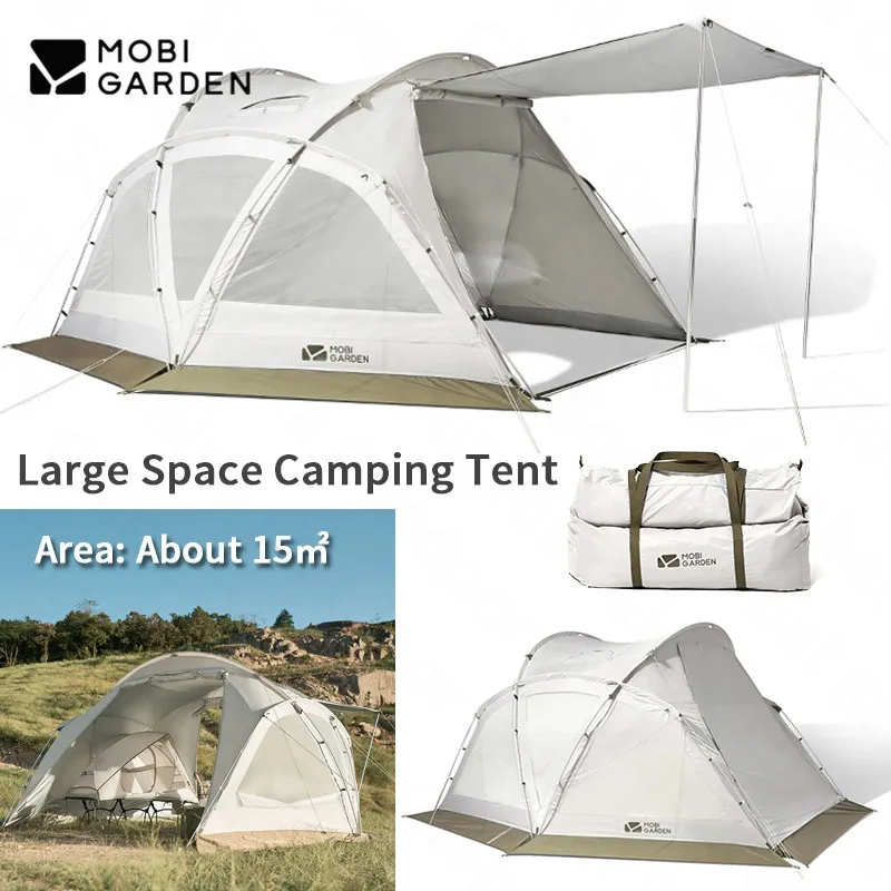 

Mobi Garden Camping Tent Multi-Person Folding Breathable Four Season Tent 15㎡Area Large Space Outdoor Travel Aluminum Bracket