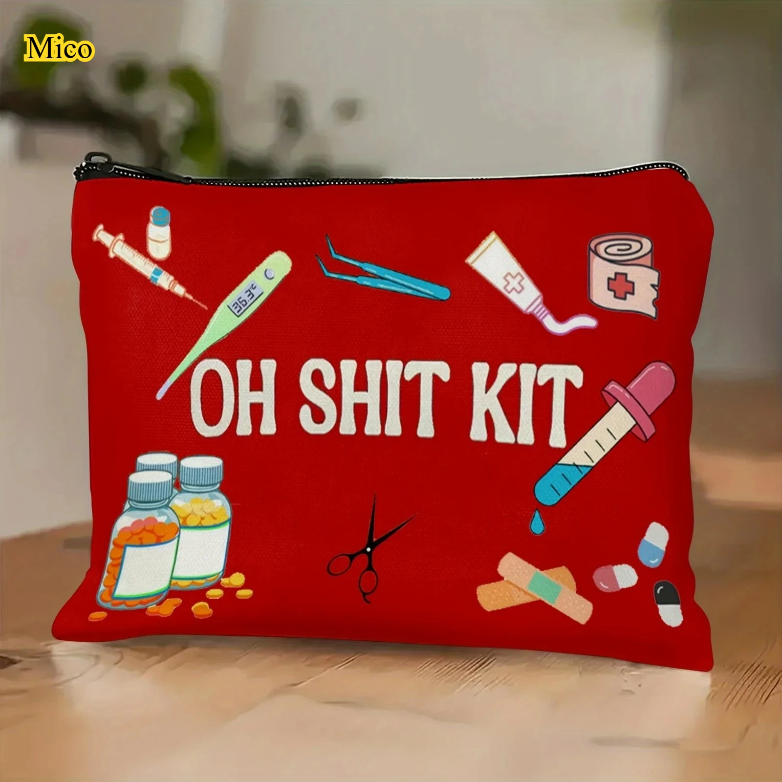 

A OH SHIT KIT Makeup Bag - Women's Cute Multi-Functional Zipper Bag, Jewelry Storage Bag