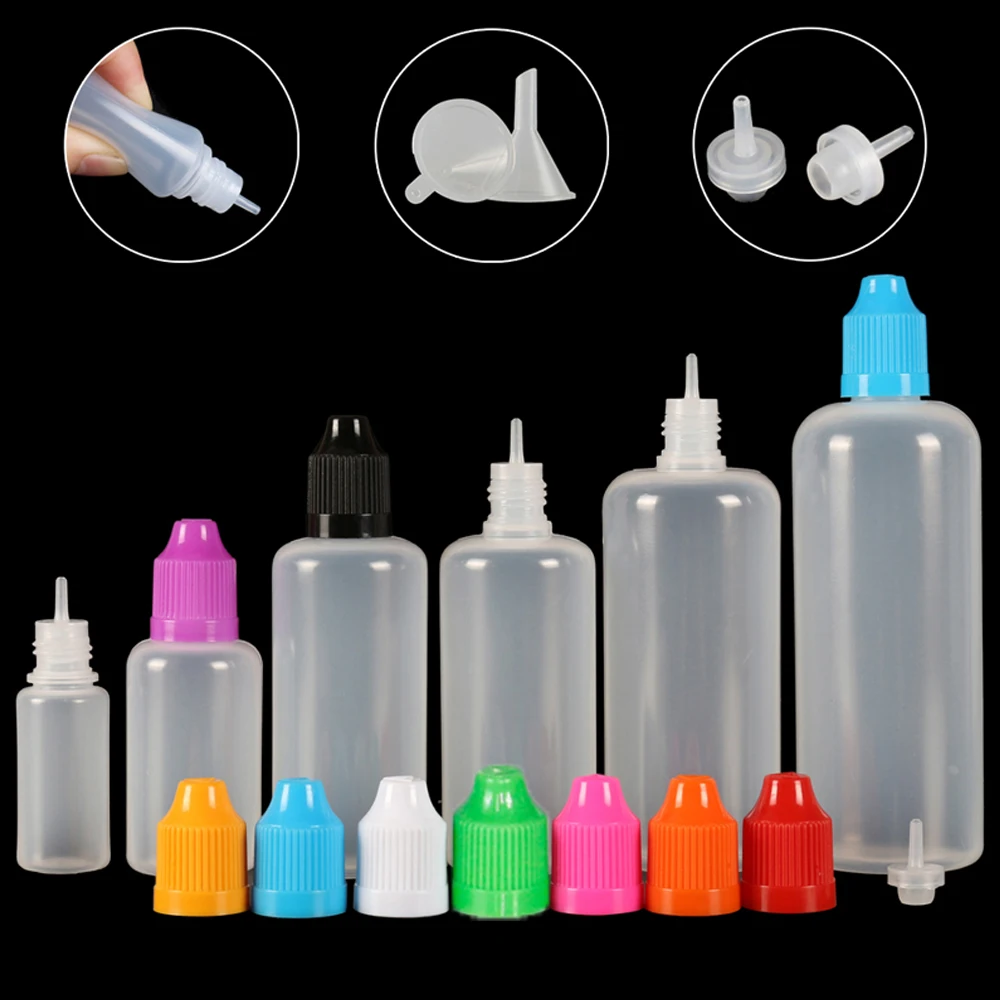 10Pcs 3ml 5ml 10ml 15ml 20ml 30ml 50ml 100ml 120ml LDPE Plastic Squeeze Dropper Bottle Removable Cap Liquid Filling Containers