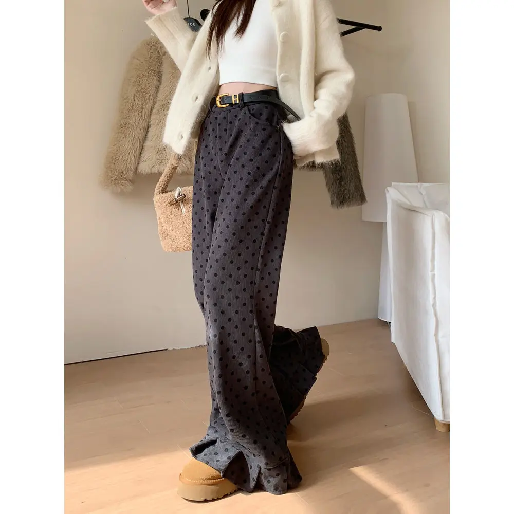 2025 Spring Casual Pants for Women High Waist Wide Leg Pants Drop Feel Pants