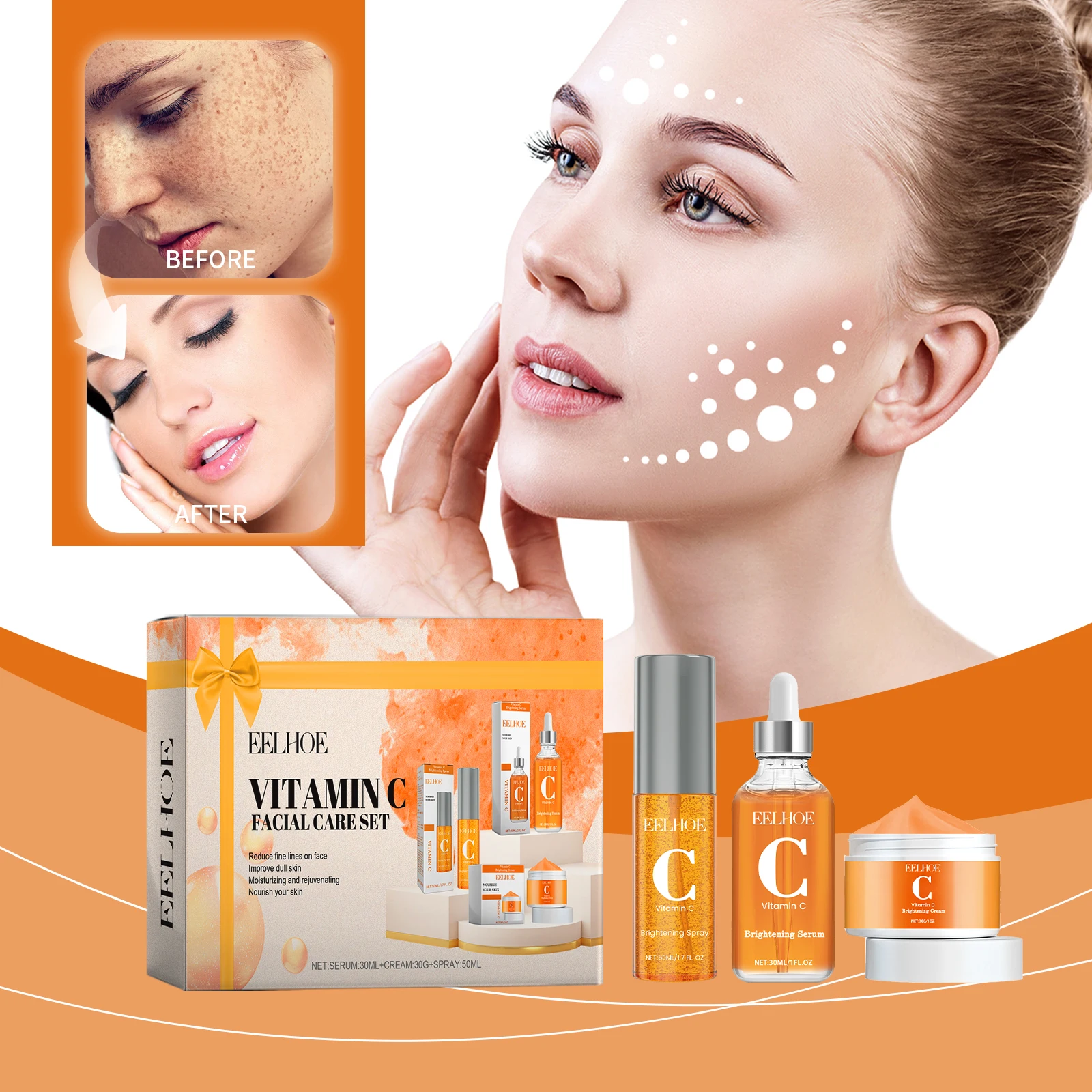 Hyaluronsäure Serum Gesicht Niacinamid Feuchtigkeitsspendende Aufhellung Creme Haut Reparatur Dunkle Flecken Entferner Essenz Gesichts Hautpflege Set