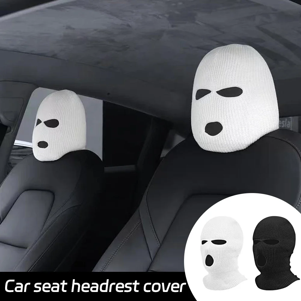 Universal Car Seat Headrest Cover Balaclava 3Holes Full Cover Halloween Christmas Funny Car Decoration