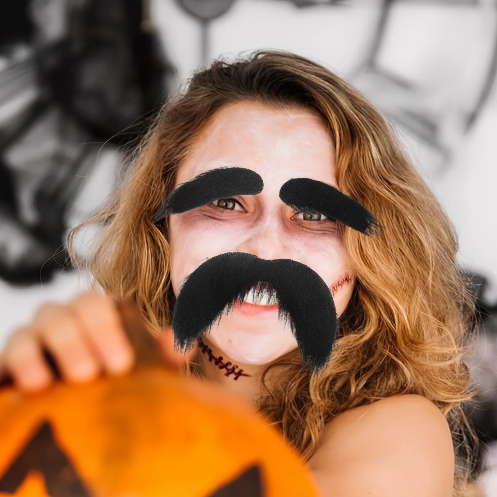 

3Pcs Fake Beard Eyebrows Set Self Adhesive Halloween Costume Thick Facial Hair Funny Cosplay Accessories Men Party