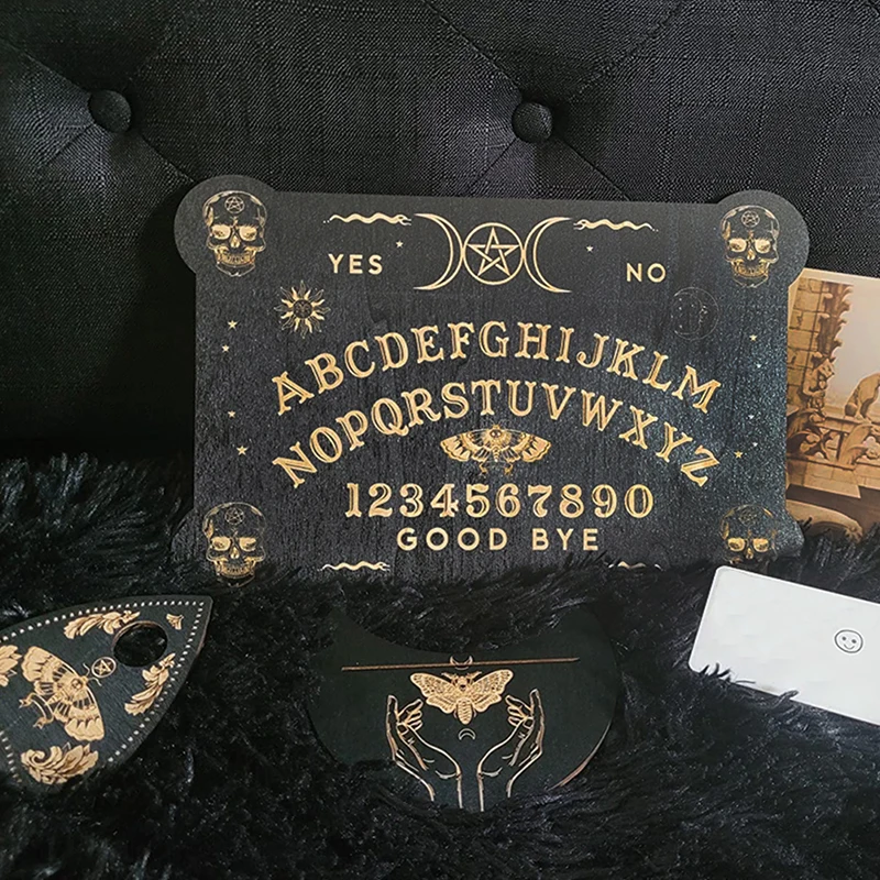 New 1set Engraved Magic Board Ouija Board Metaphysical Message Witch Pendulum Board Kit 12inch Wooden Divination Pendulum Board