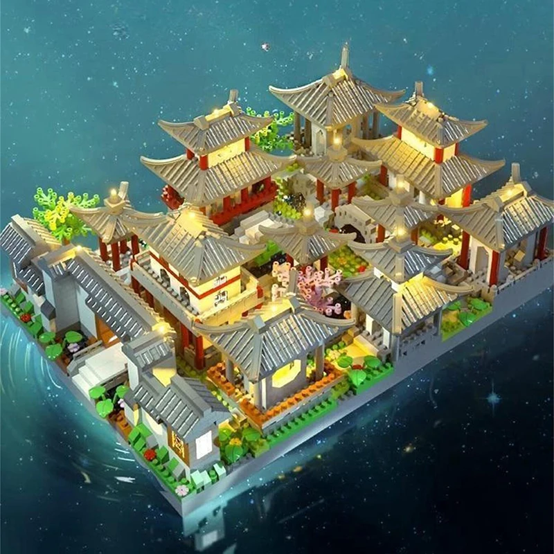 Suzhou garden three in one ancient style architecture adult high difficulty huge assembly block set children\'s toy birthday gift