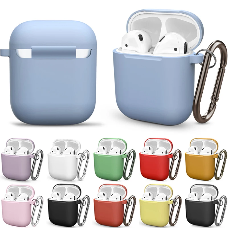 Cover For Airpods 1 2 Luxury Silicone Wireless Earphones Protective Cover Shockproof Shell With Hook Charging Box bags Accessors