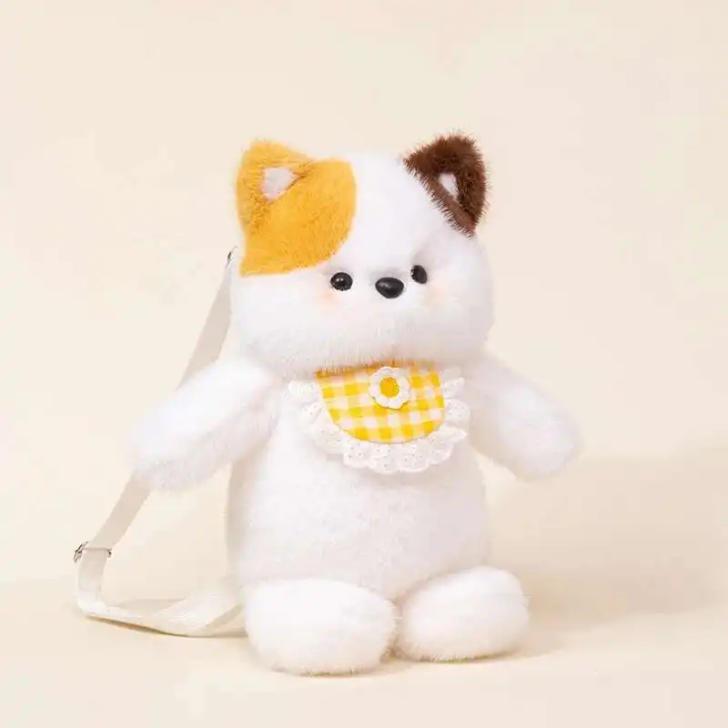 Kawaii creativo animale gatto zaino in peluche orso elefante pecora bambola fiocco morbido peluche borsa a tracolla regalo di compleanno