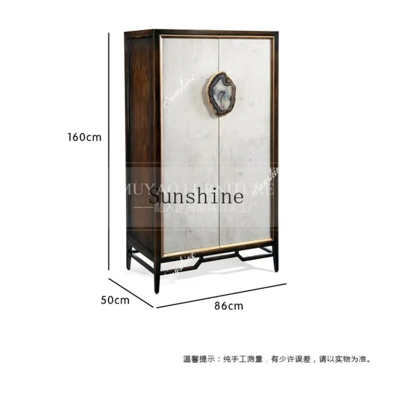 American neoclassical solid wood wardrobe double door porch side locker handle  FT
