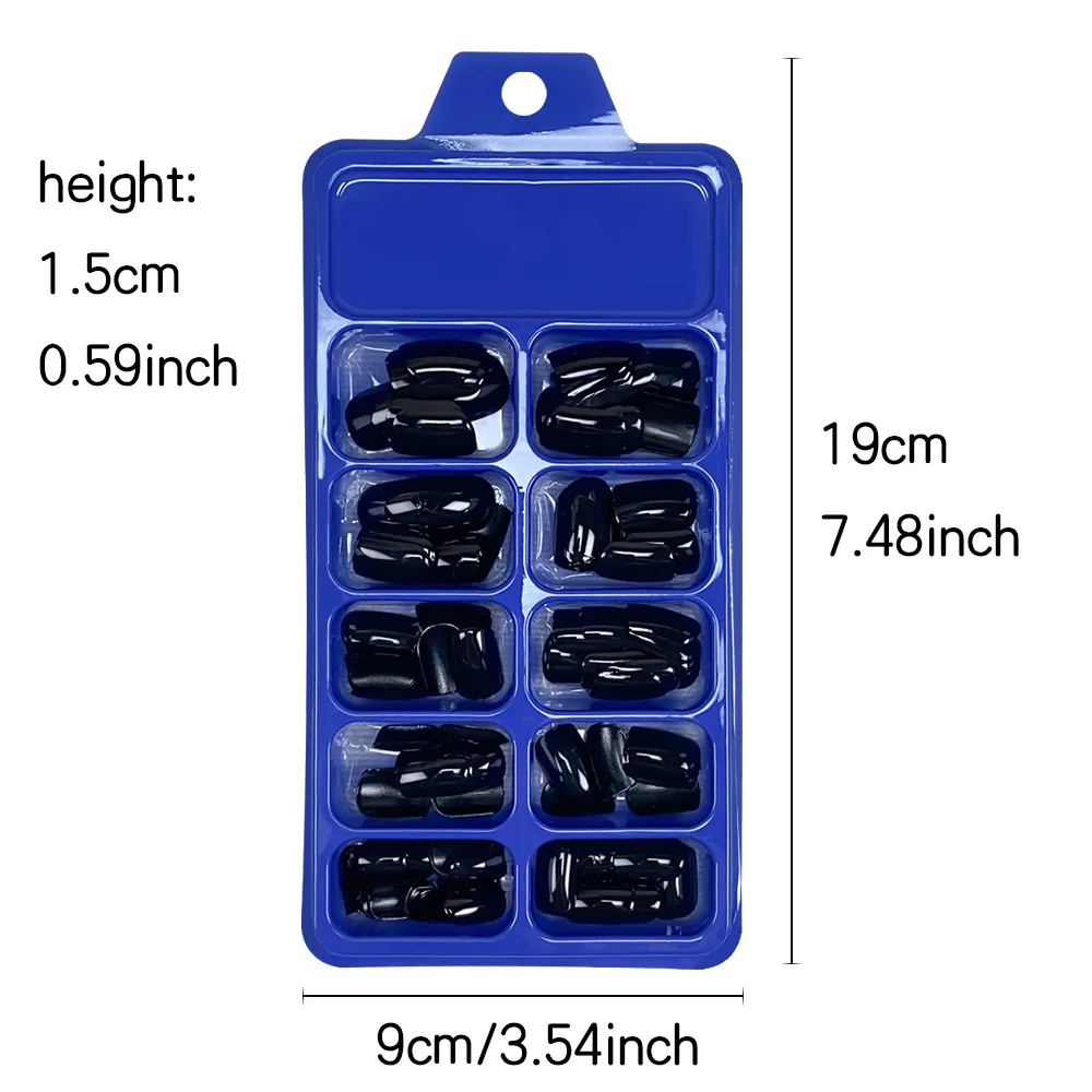 120 Stücke Klassische Glänzend Schwarz Künstliche Nägel Volle Abdeckung Drücken Sie Auf Nägel Kurze Runde Wiederverwendbare Falsche Fingerspitzen DIY Frauen Maniküre Werkzeuge