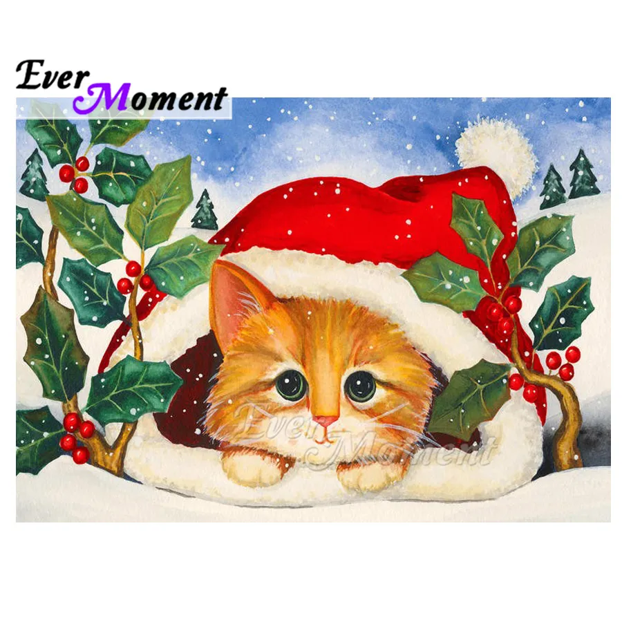 

Cat Christmas Snow Full Square Drill Handmade Ever Moment Diamond Painting 5D DIY Mosaic Diamond Embroidery Decoration ASF1842