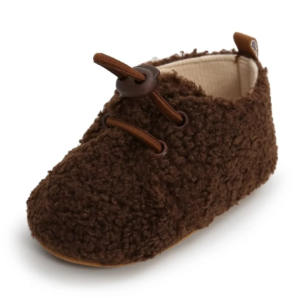 Anti-Slip Baby Booties Cashmere Lining Warm Insulation Toddler Shoes Fluff Material First Walking Infant Crib Shoes