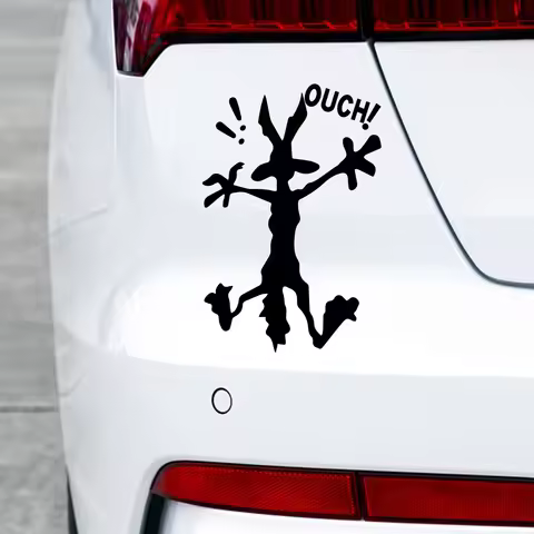 Decorative Automotive Adhesive Creative Funny Car Sticker Coolest Car Ouch Accessories PVC Sunscreen Waterproof Decal Sticker