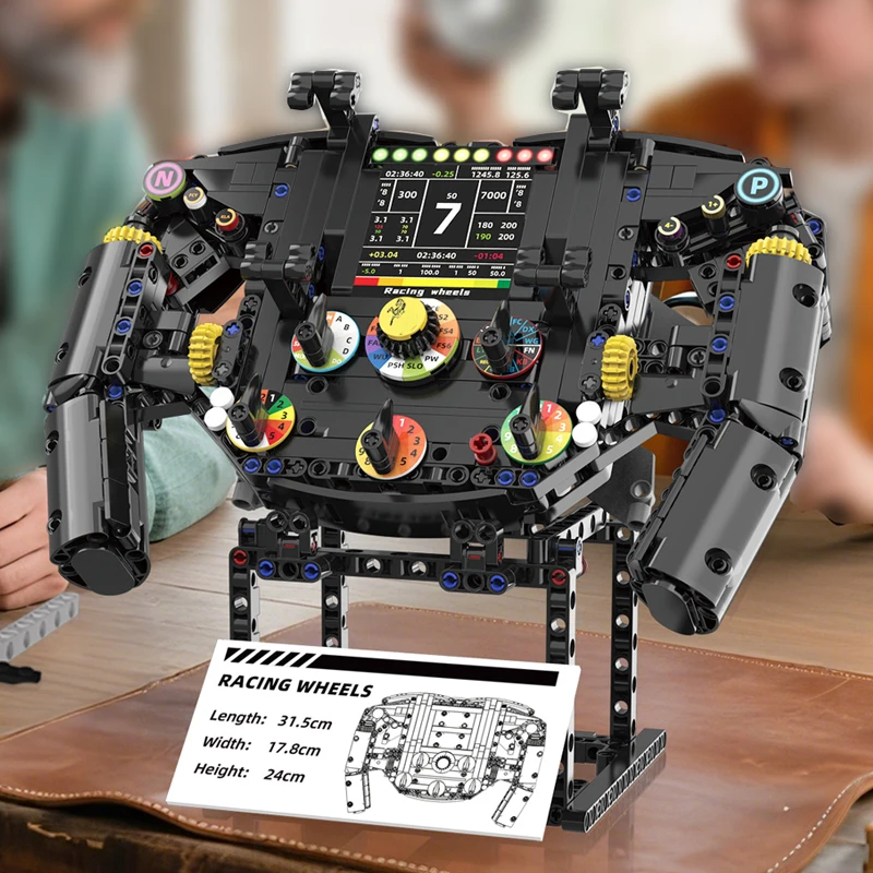 Volante per auto da corsa Formula Blocchi tecnologica Macchinari MOC Modello di assemblaggio per auto sportiva Porta telefono Regalo creativo