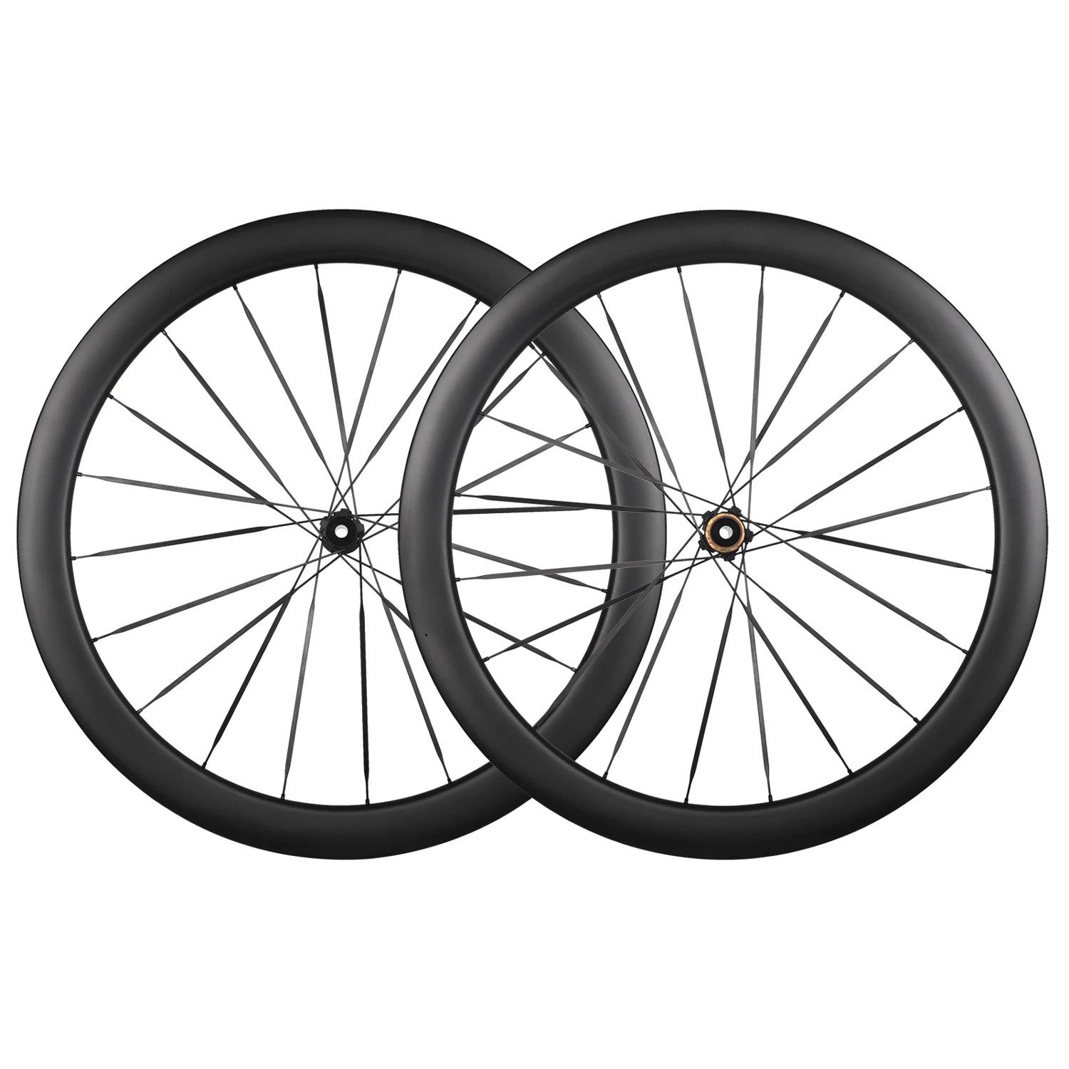 Carbon Wheels Disc Brake Center Lock Thru Axle Carbon Spokes Bock Road Cycling Lightweight Black Unbrande700C Road Bike Wheelset