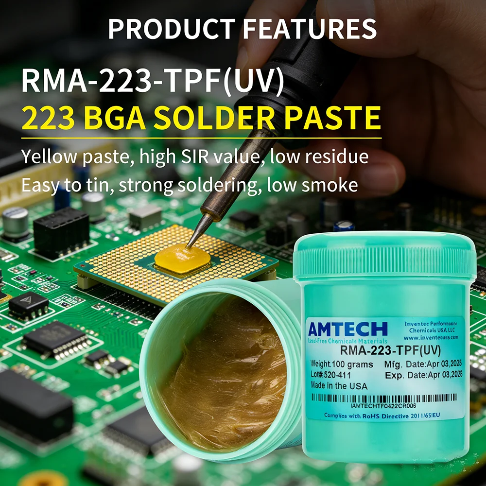 

Оригинальная паяльная паста AMTECH 10cc, бессвинцовая, безотмывочная, для ремонта и пайки