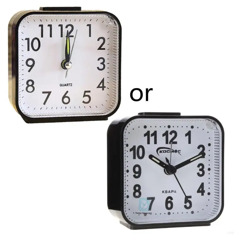 

J2HB Square Simple Alarm Clock Light Battery Powered Time Clock Ornament for Home Bedroom Dormitory Party Background