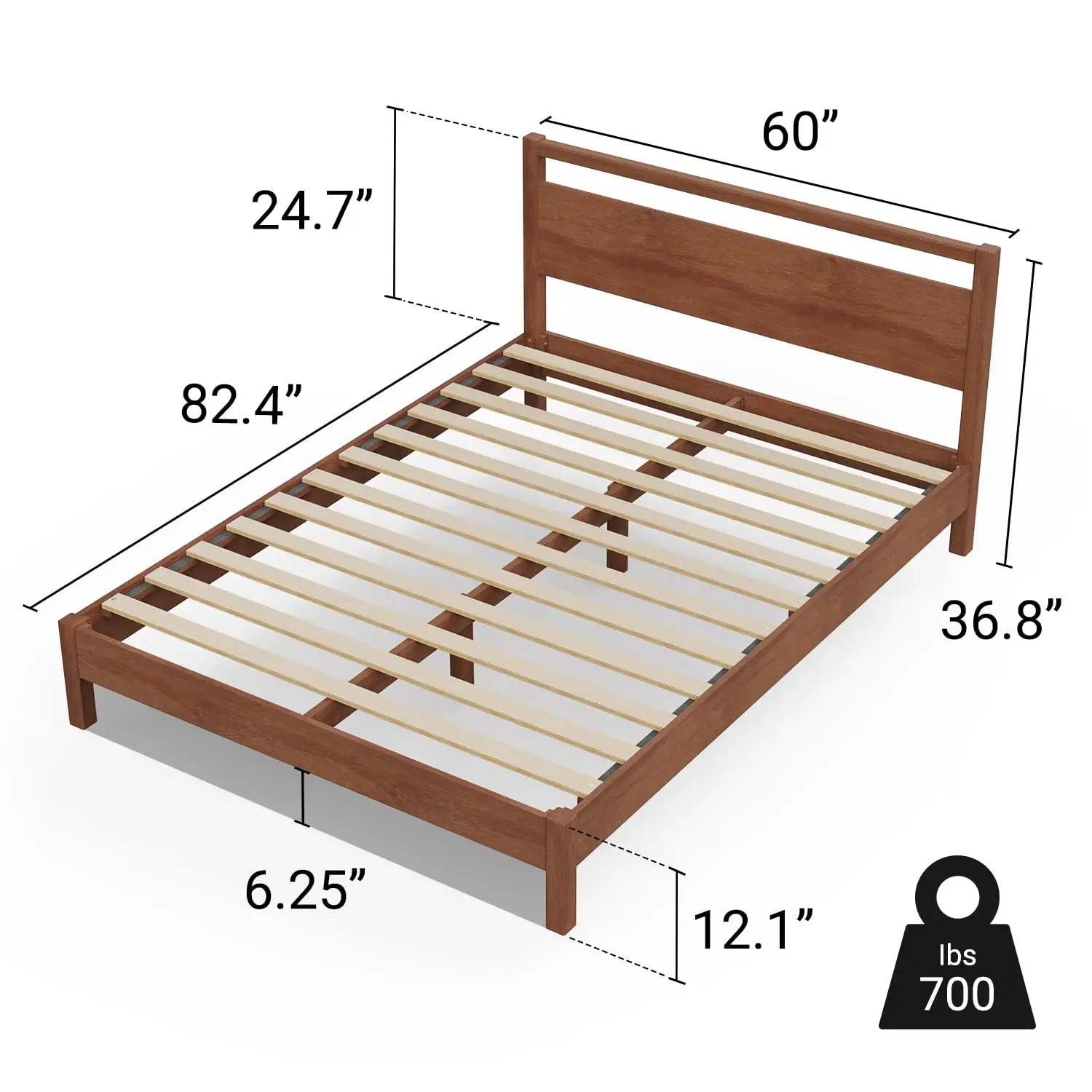 Signature Wood Platform Bed Frame With Headboard, Essential, Noise Free, Under Bed Storage, No Box Spring Needed,, Customized