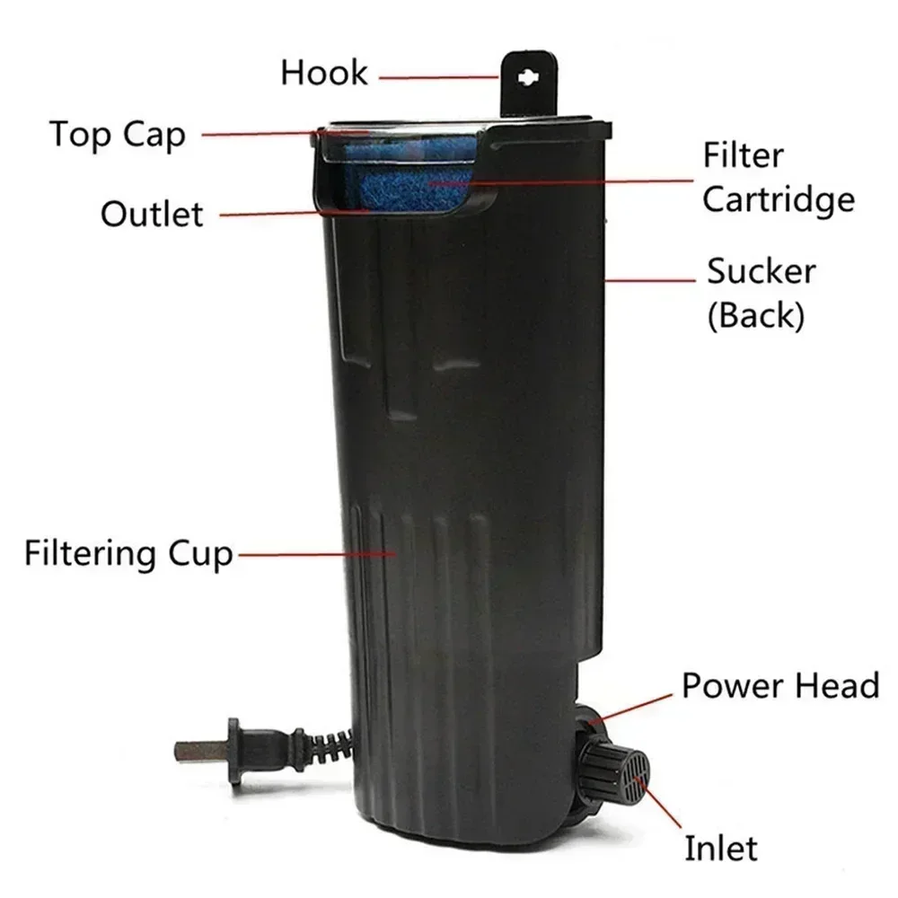 Low Water Level Fish Tank Filter Multiple in One Turtle Hanging Built-in Waterfall Filter Plastic Cleaning Water Pump Strong