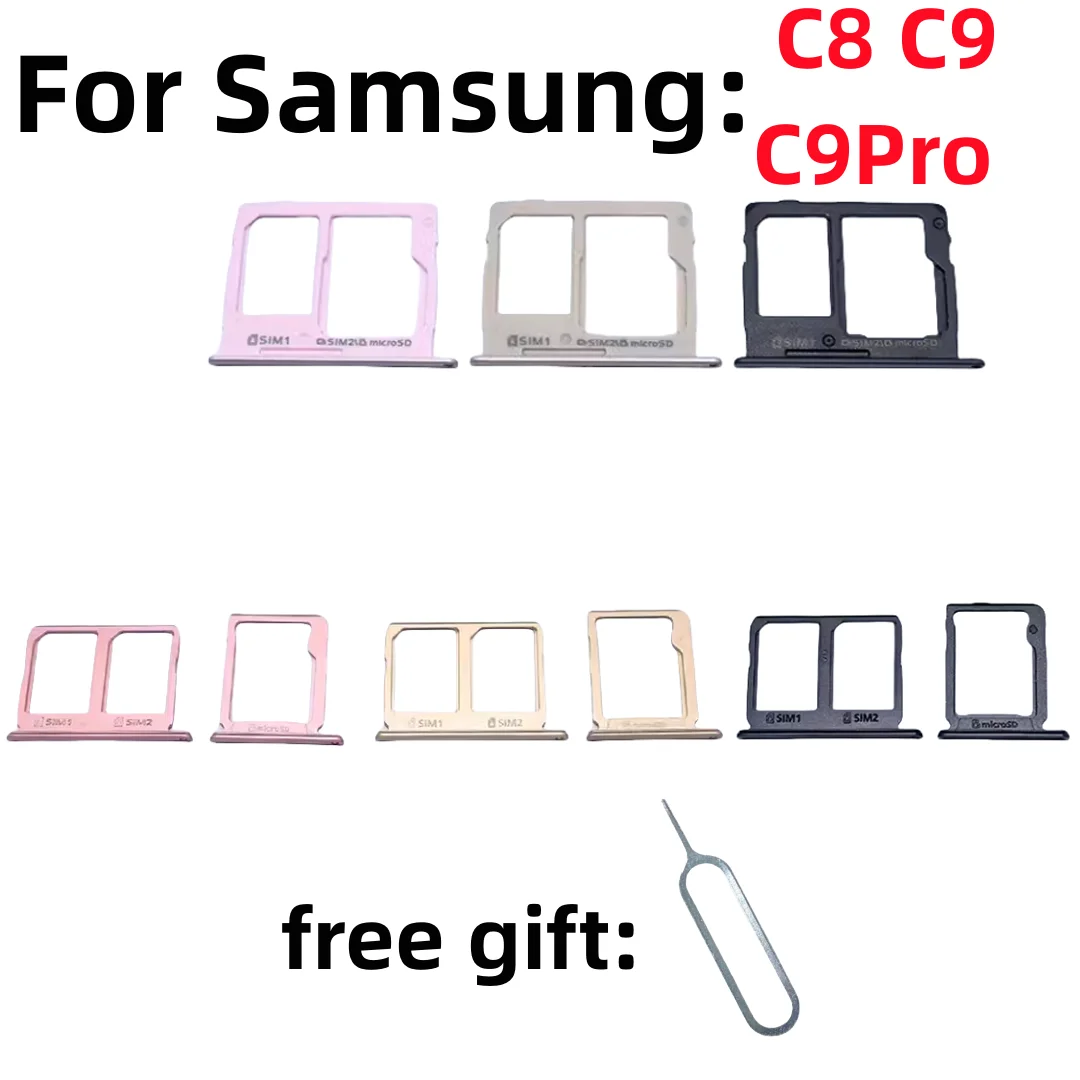 SIM Card SD Card Tray chip slot drawer Holder For Samsung Galaxy C8 C9 C9Pro SM-C7100 C9000 C9100 C9008 SIM Card tray Slot