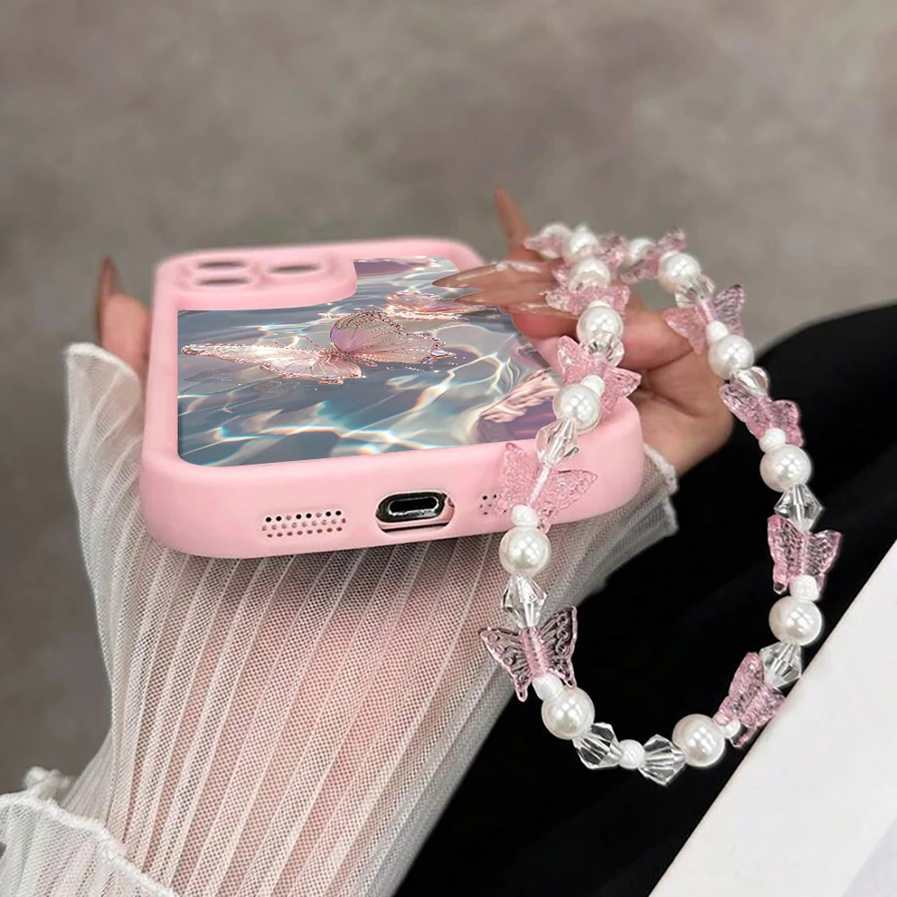 Luxury Strap Coquet Flowers Pattern Case For iPhone 17 15 16 14 Pro Max Plus Cases For iPhone 11 12  13 XR 7 With Lanyard Cover view 3