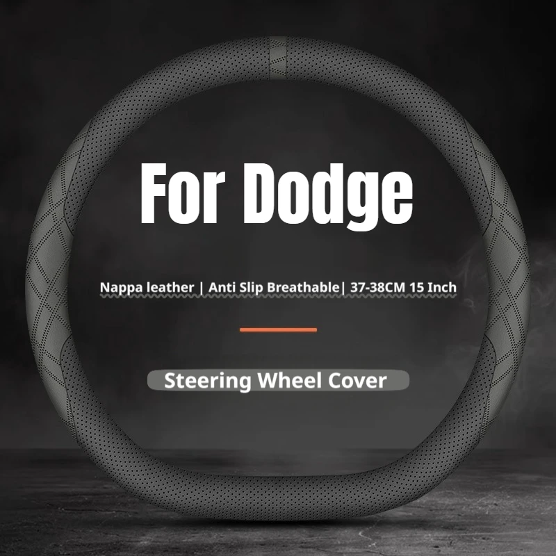 2026 Two‑Tone Color Car Steering Wheel Cover Leather 15 Inch For Dodge Challenger Charger Durango Hornet Journey Car Accessories